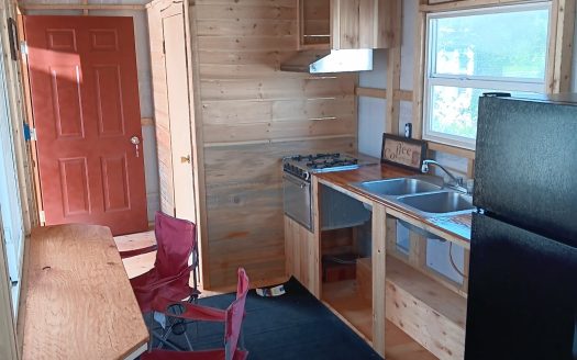 Single level tiny house on wheels Deer Lodge, Montana.